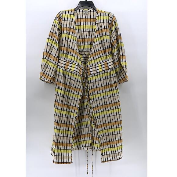 BAUM UND PFERDGATEN Women's Orange-Yellow-Beige Square-Print Wrap Dress SZ XS - Picture 1 of 10
